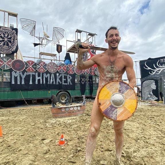 Viking-themed B.C. performers made mud dragons at Burning Man quagmire